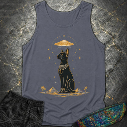 Celestial Cat Beneath the Starship - Celestial Cat Beneath the Starship Comfort Tank Top - Denim