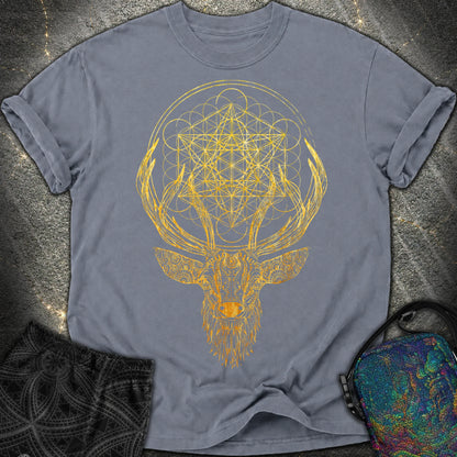 Metatron's Cube Deer T-Shirt - Metatron's Cube Deer Comfort T-Shirt - Denim