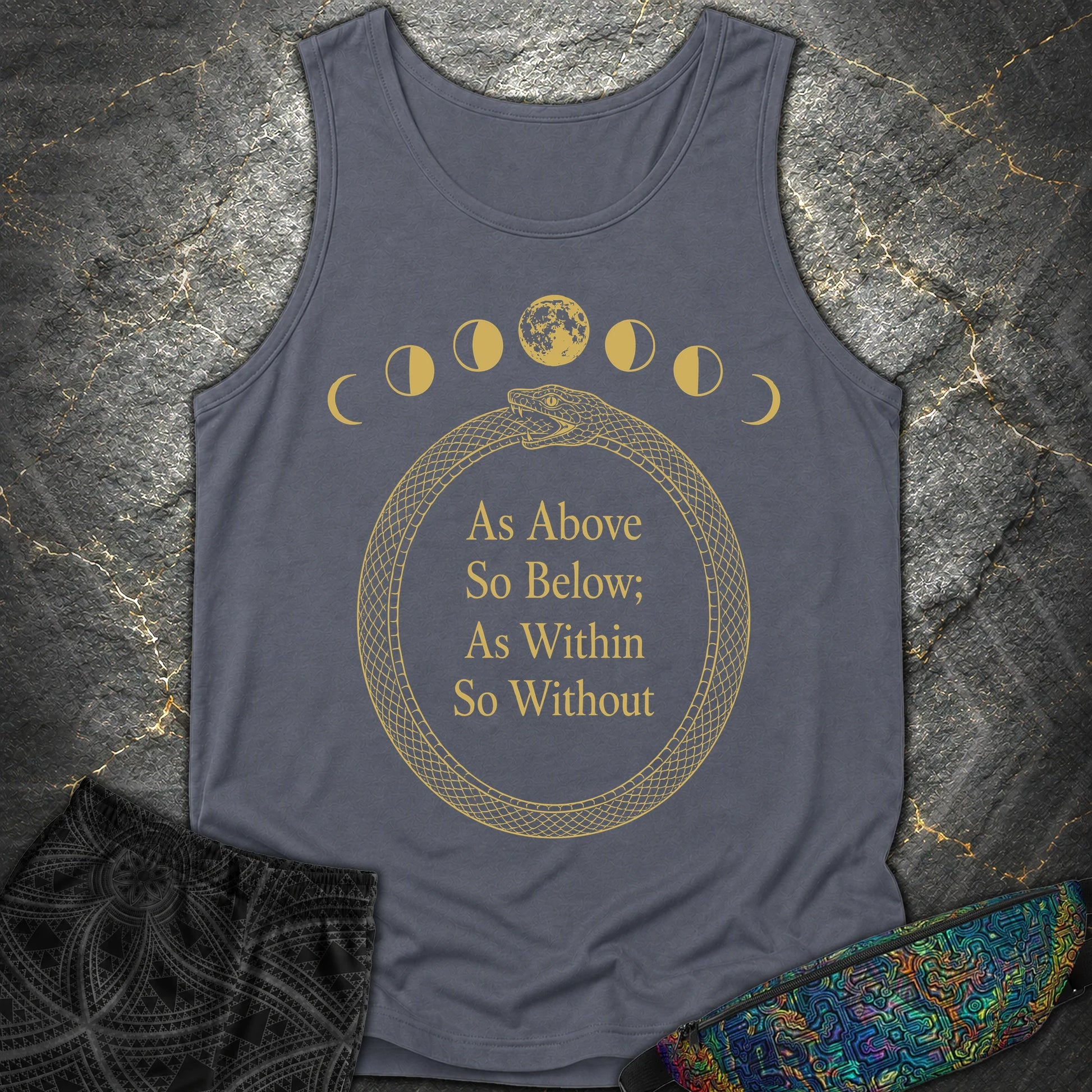 As Above So Below Gold Ouroboros - As Above So Below Gold Ouroboros Comfort Tank Top - Denim