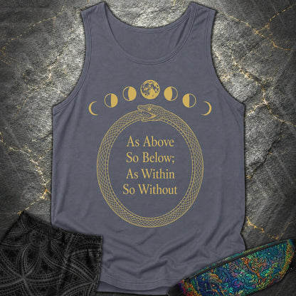 As Above So Below Gold Ouroboros - As Above So Below Gold Ouroboros Comfort Tank Top - Denim