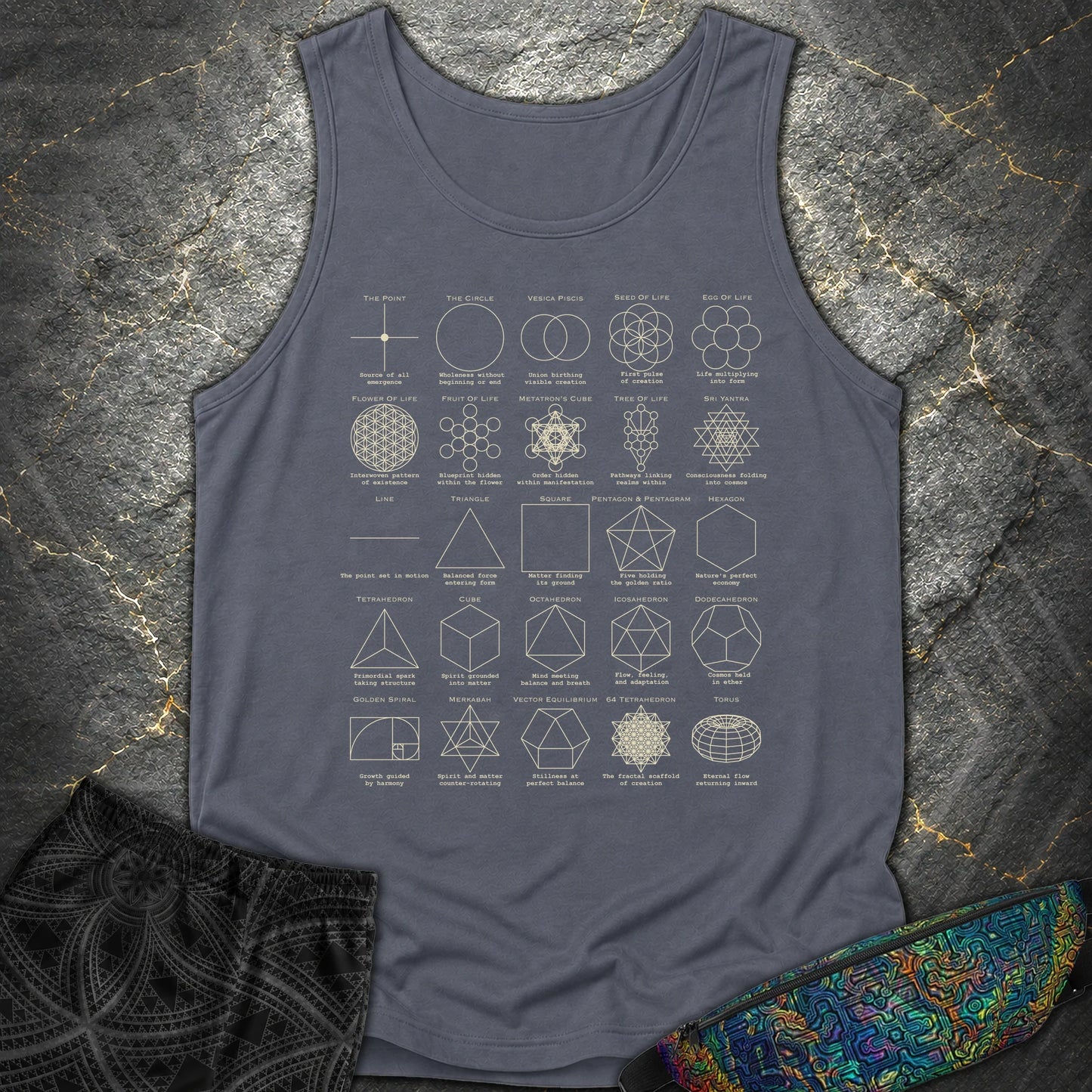 Sacred Geometry Figures Comfort Tank Top - Sacred Geometry Figures Comfort Tank Top - Denim