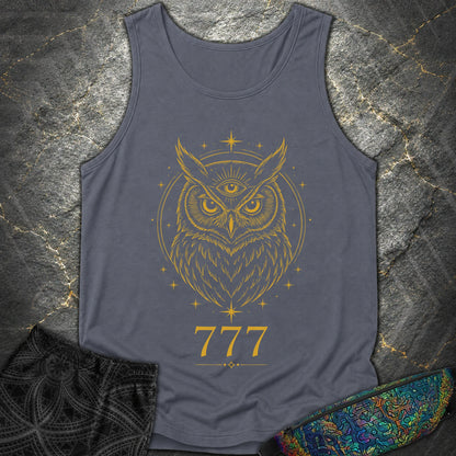 777 Mystic Owl Comfort Tank Top - 777 Mystic Owl Comfort Tank Top - Denim