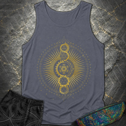 Sacred Geometry Radiating Mandala - Sacred Geometry Radiating Mandala Comfort Tank Top - Denim