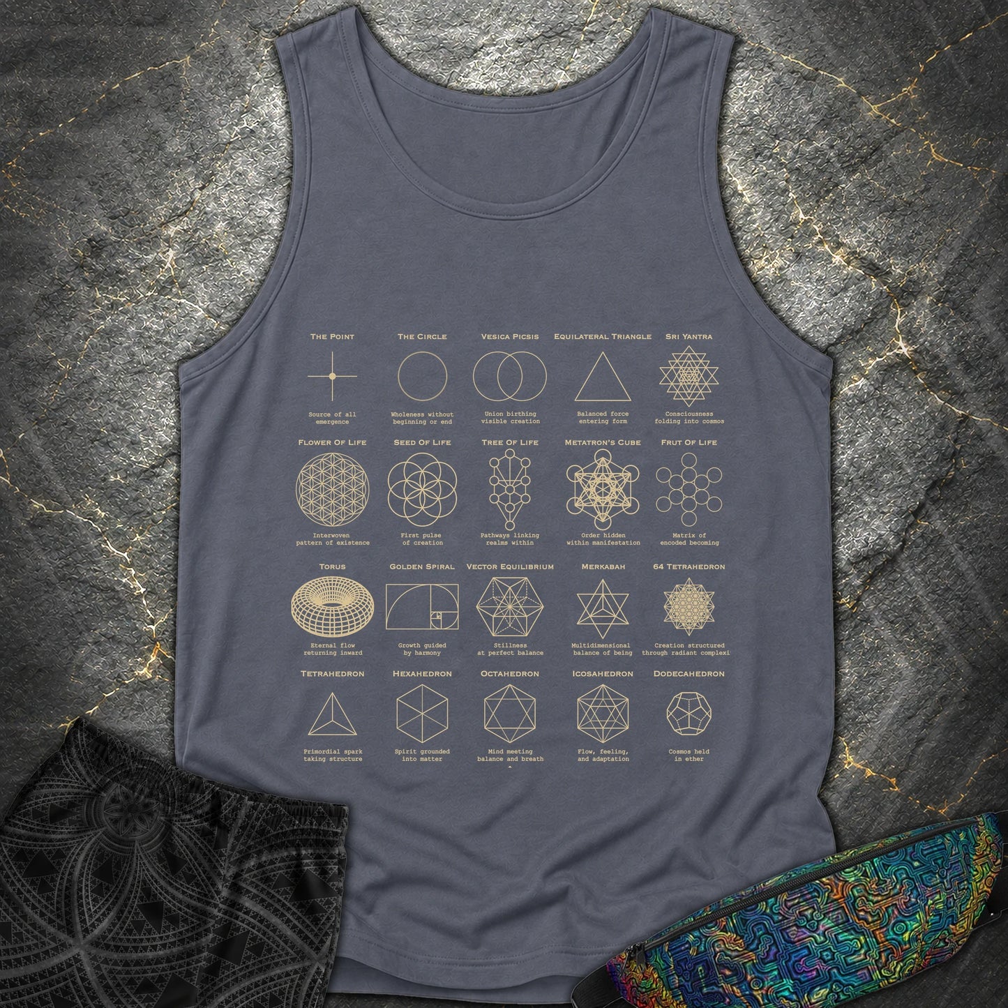 Sacred Geometry Figures Comfort T-Shirt - Sacred Geometry Figures Comfort Tank Top - Denim