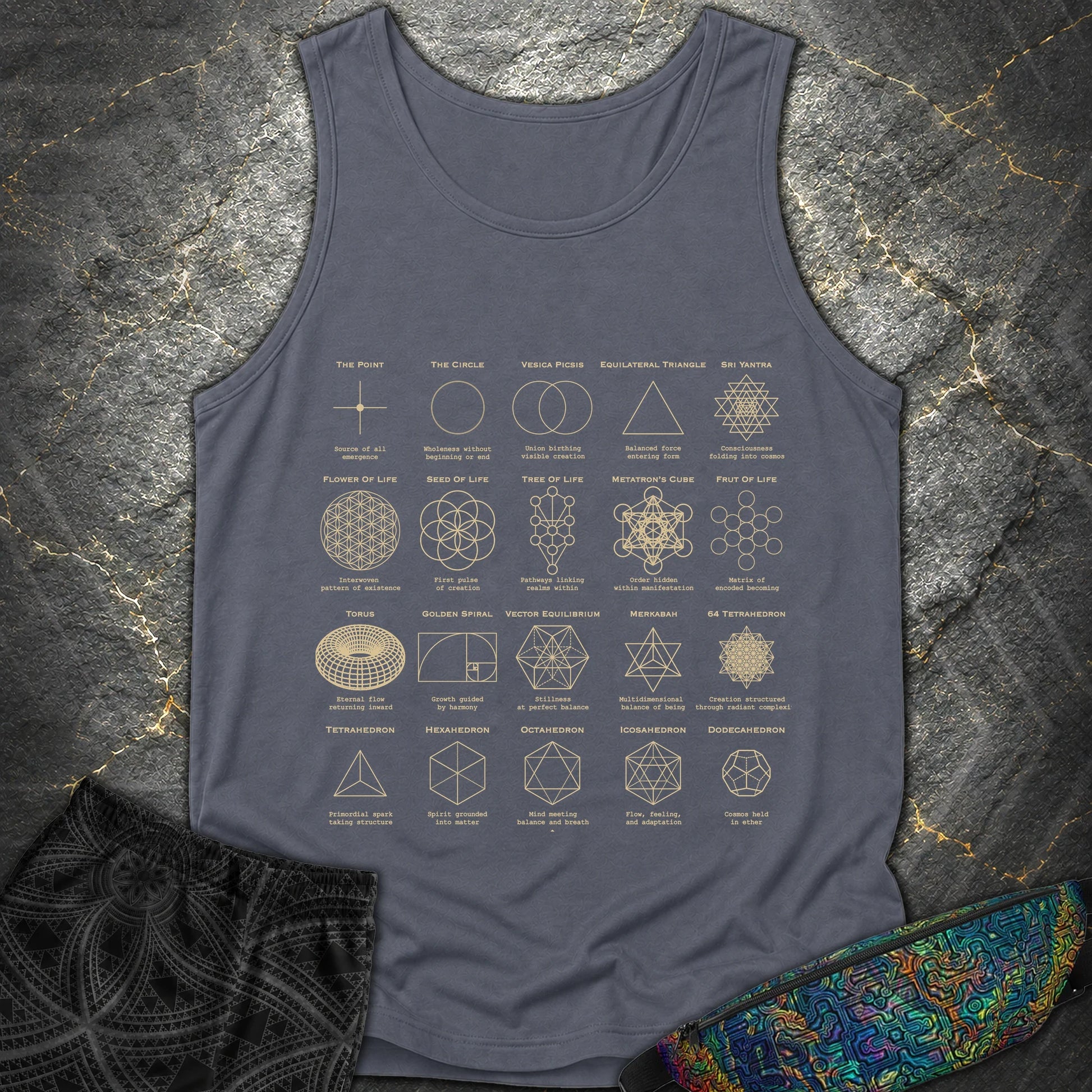 Sacred Geometry Figures Comfort T-Shirt - Sacred Geometry Figures Comfort Tank Top - Denim