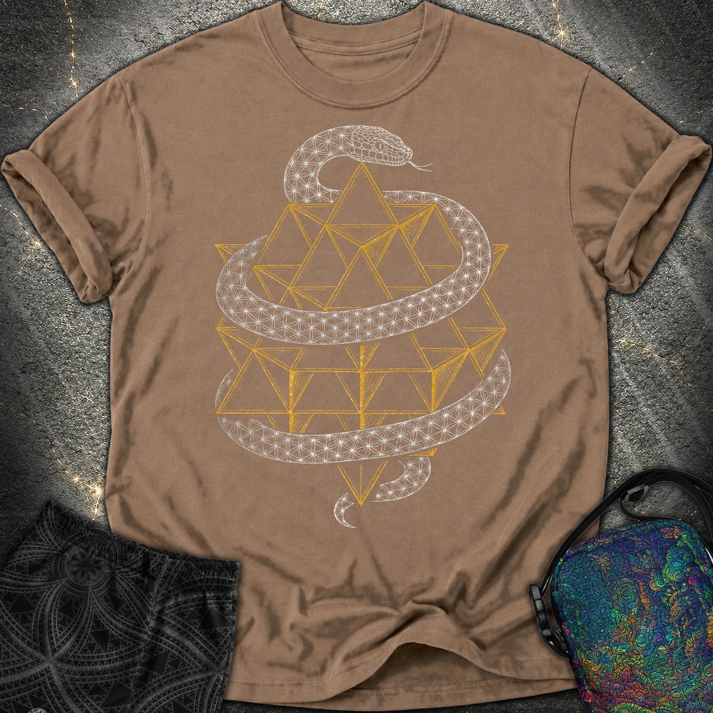 Serpent Tetrahedron Merkaba Geometry Comfort T-Shirt - Serpent Tetrahedron Merkaba Geometry Comfort T-Shirt - Espresso