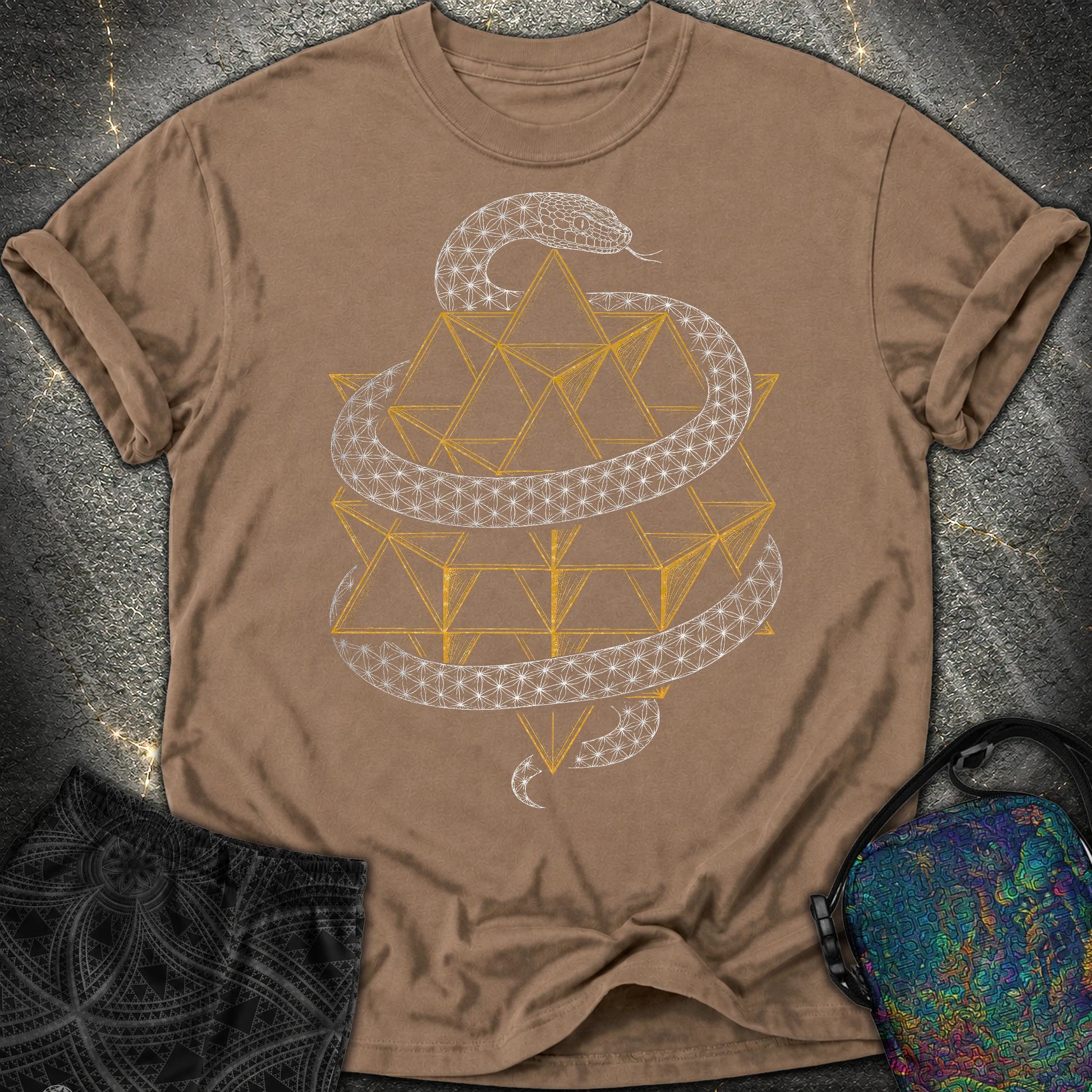 Serpent Tetrahedron Merkaba Geometry Comfort T-Shirt - Serpent Tetrahedron Merkaba Geometry Comfort T-Shirt - Espresso