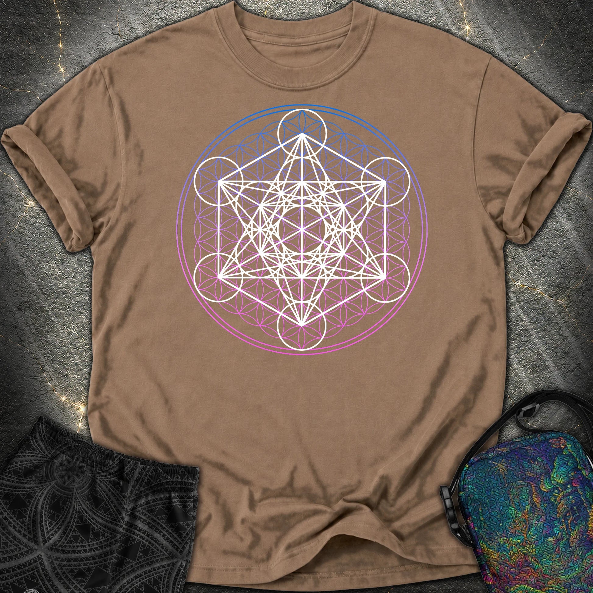 White Metatron Gradient Flower Comfort T-Shirt - White Metatron Gradient Flower Comfort T-Shirt - Espresso