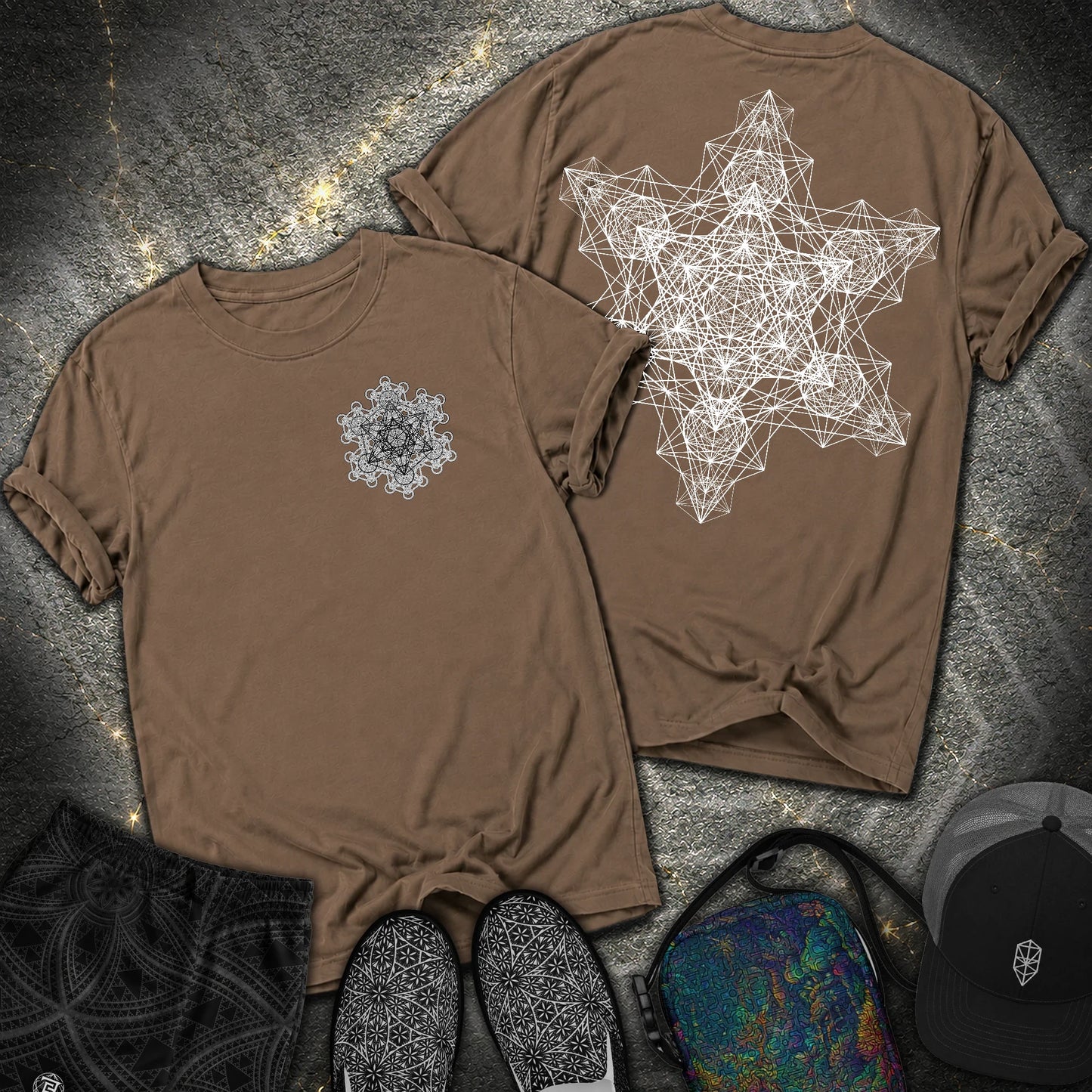 Metatron Fractal Star 2 Sided Comfort T-shirt - Metatron Fractal Star 2 Sided Comfort T-shirt - Espresso