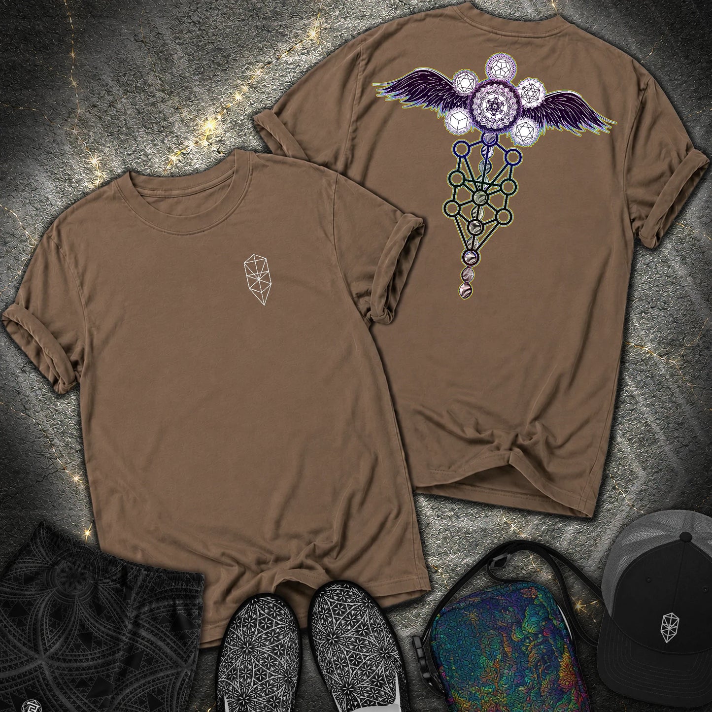 Winged Metatron Ascension 2 Sided Comfort T-Shirt - Winged Metatron Ascension 2 Sided Comfort T-Shirt - Espresso