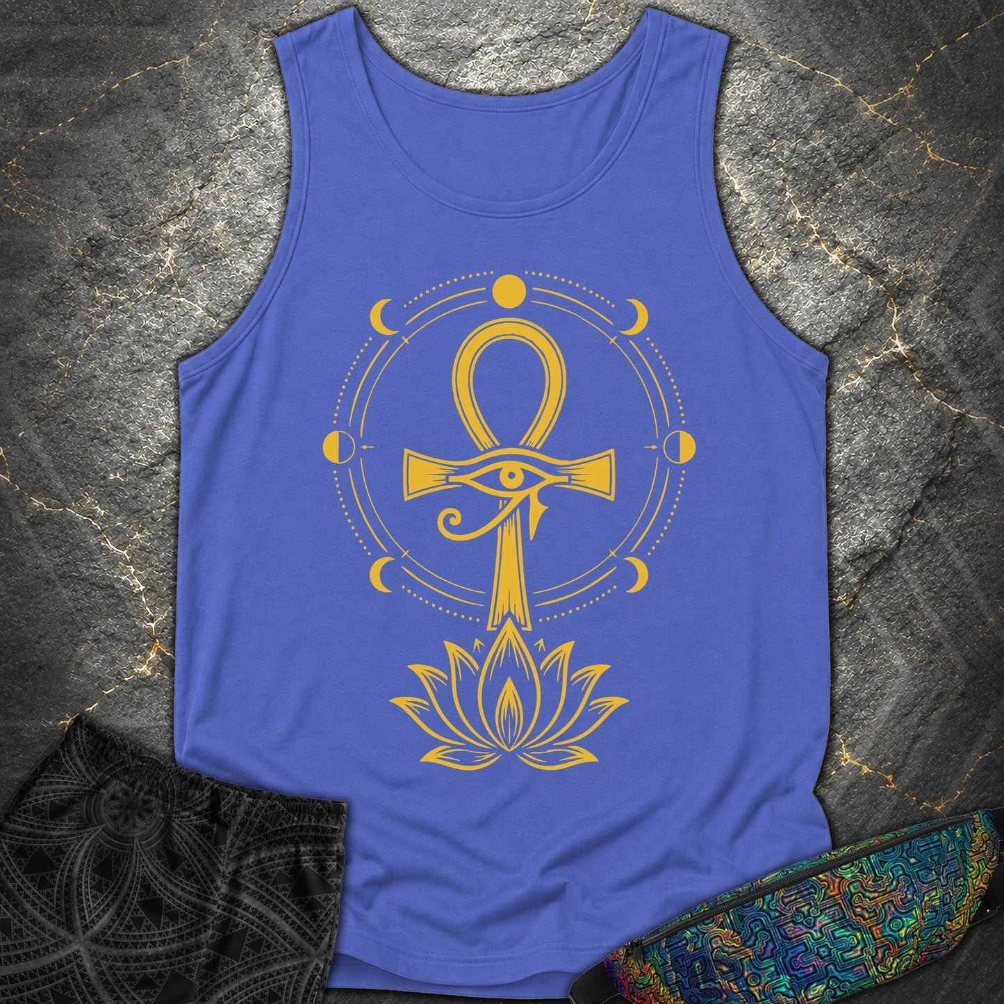 Eye of Life Above Lotus - Eye of Life Above Lotus Comfort Tank Top - Flo Blue