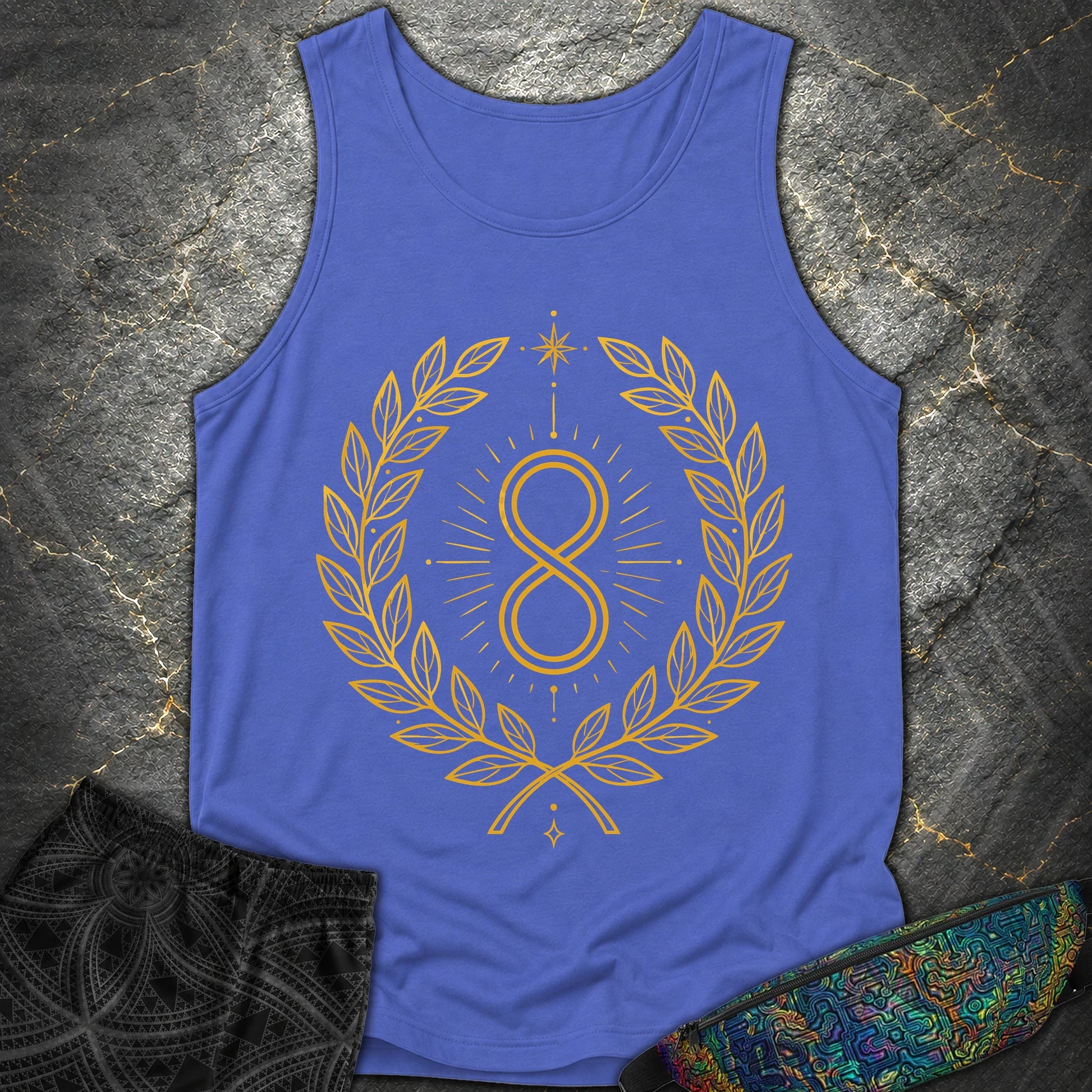 888 Infinity Wreath Unisex Comfort Tank Top - 888 Infinity Wreath Unisex Comfort Tank Top - Flo Blue