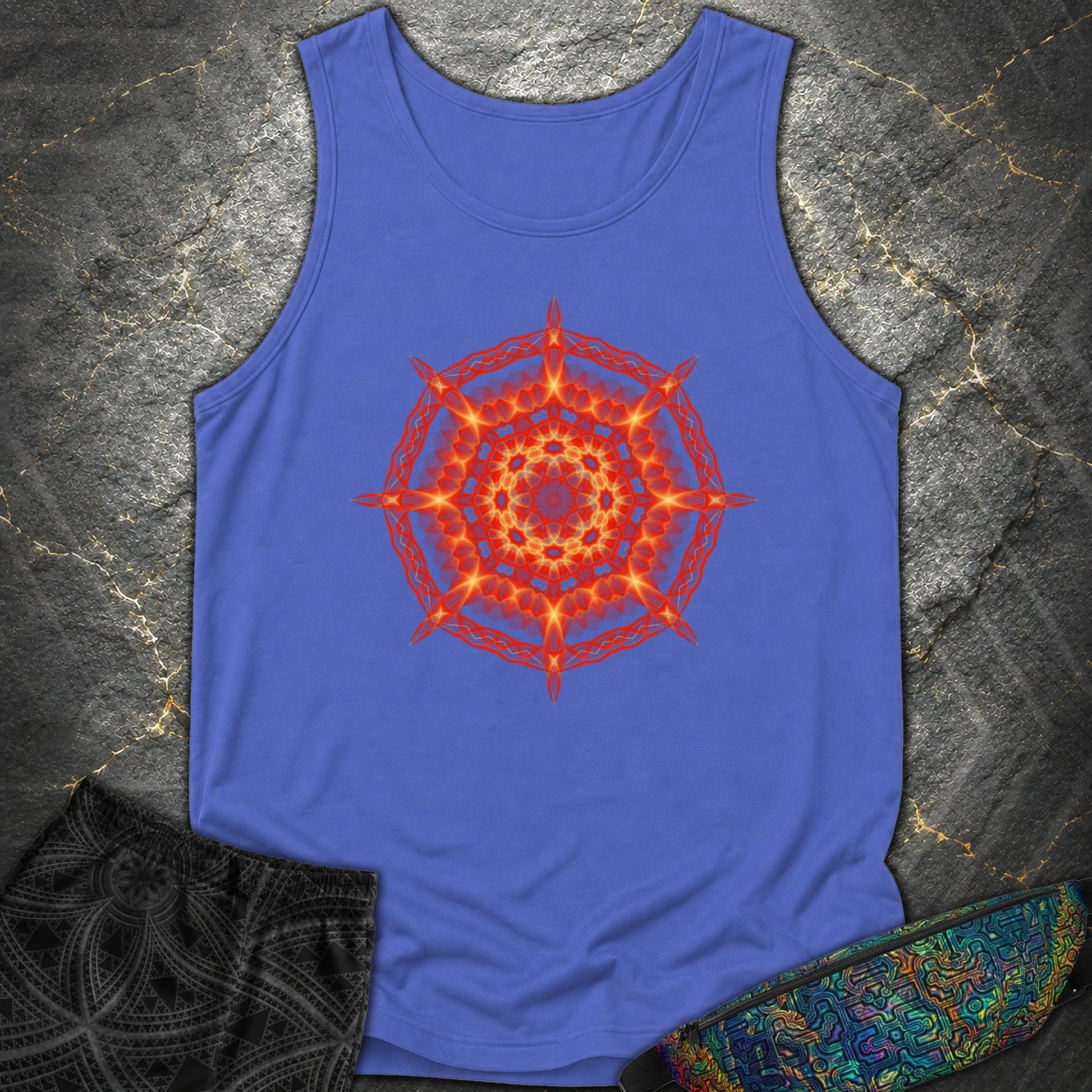 Radiant Geometry Portal Mandala - Radiant Geometry Portal Mandala Comfort Tank Top - Flo Blue