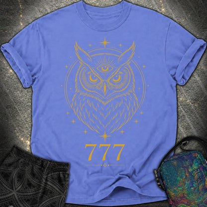 777 Mystic Owl Comfort T-Shirt - 777 Mystic Owl Comfort T-Shirt - Flo Blue