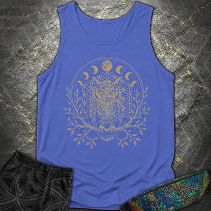 Owl Flower Of Life - Owl Flower Of Life Comfort Tank Top - Flo Blue