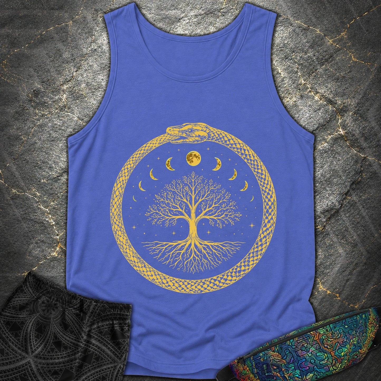 Ouroboros Moon Tree Unisex Comfort Tank Top - Ouroboros Moon Tree Unisex Comfort Tank Top - Flo Blue