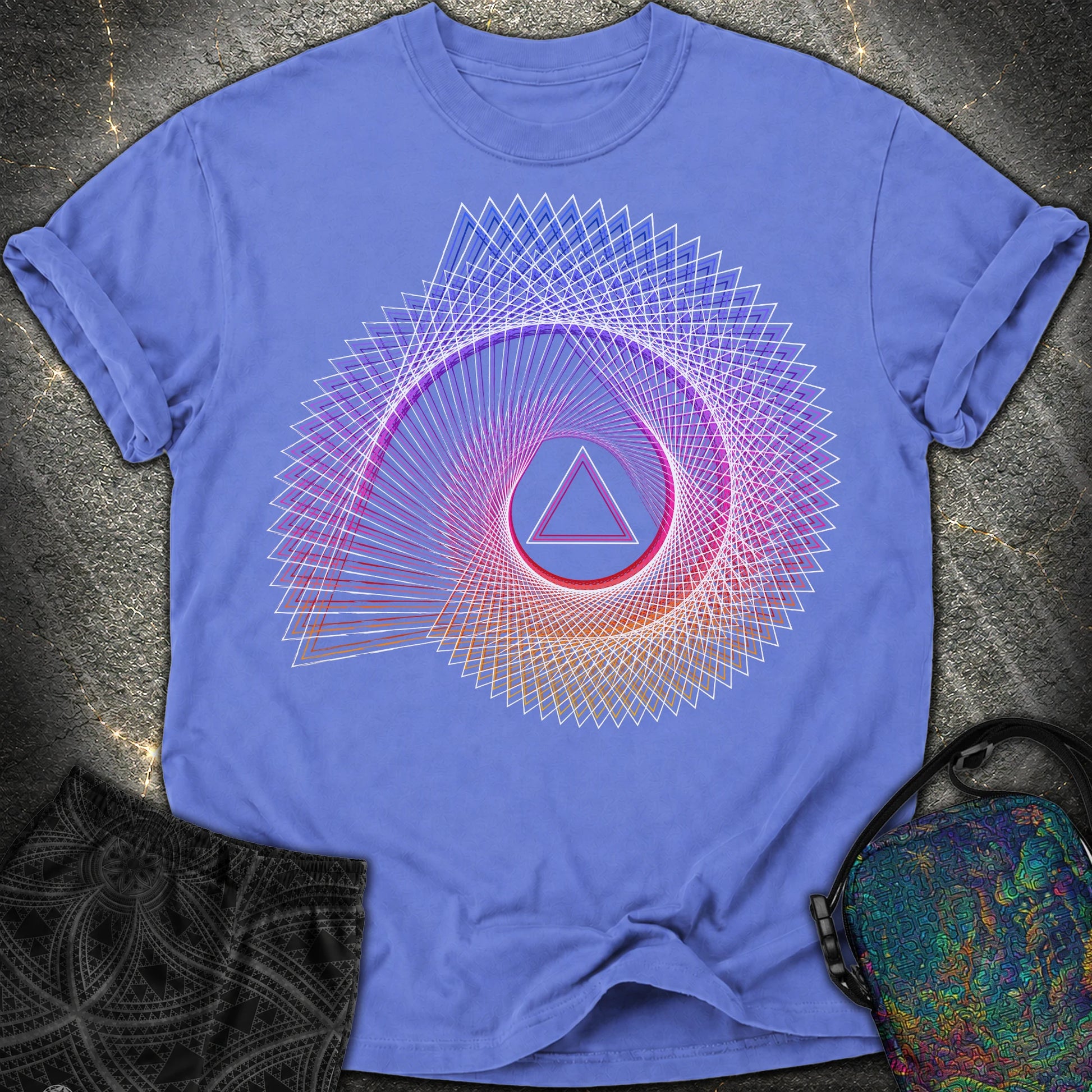 Spiralling Gradient Triangle - Spiralling Gradient Triangle Comfort T-Shirt - Flo Blue