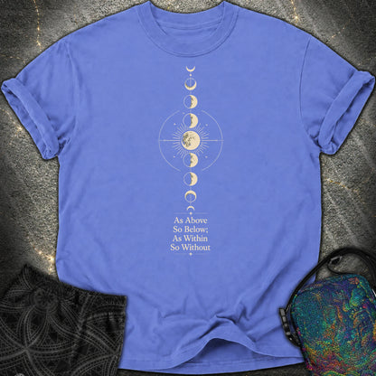As Above So Below Moon - As Above So Below Moon Comfort T-Shirt - Flo Blue