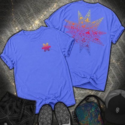 Colorful Stellated Dodecahedron 2 Sided Comfort T-Shirt - Colorful Stellated Dodecahedron 2 Sided Comfort T-Shirt - Flo Blue