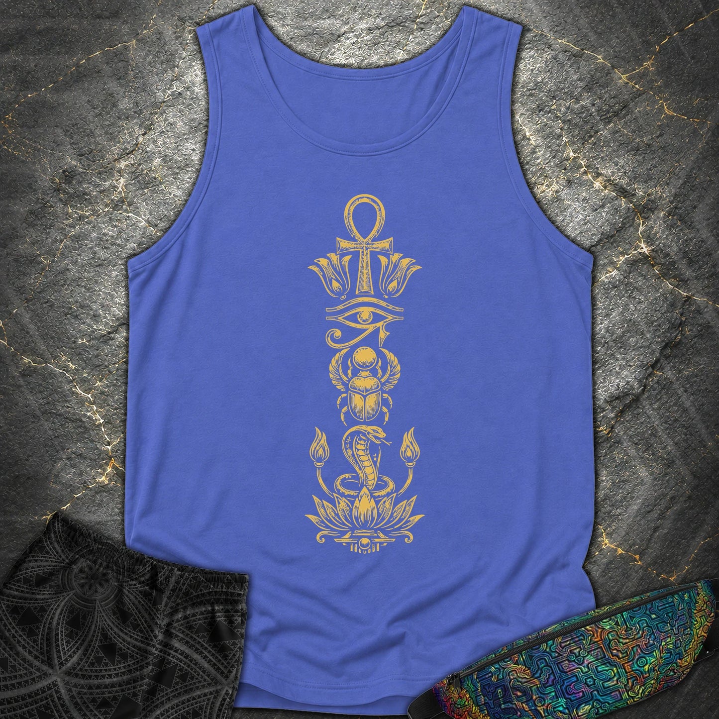 Ancient Egyptian Symbol Totem - Ancient Egyptian Symbol Totem Comfort Tank Top - Flo Blue