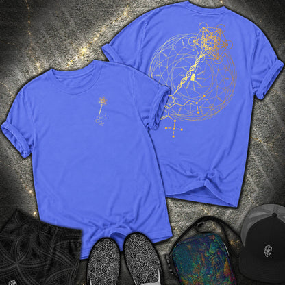 Psilocybin Key To Universe 2 Sided Comfort T-Shirt - Psilocybin Key To Universe 2 Sided Comfort T-Shirt - Flo Blue