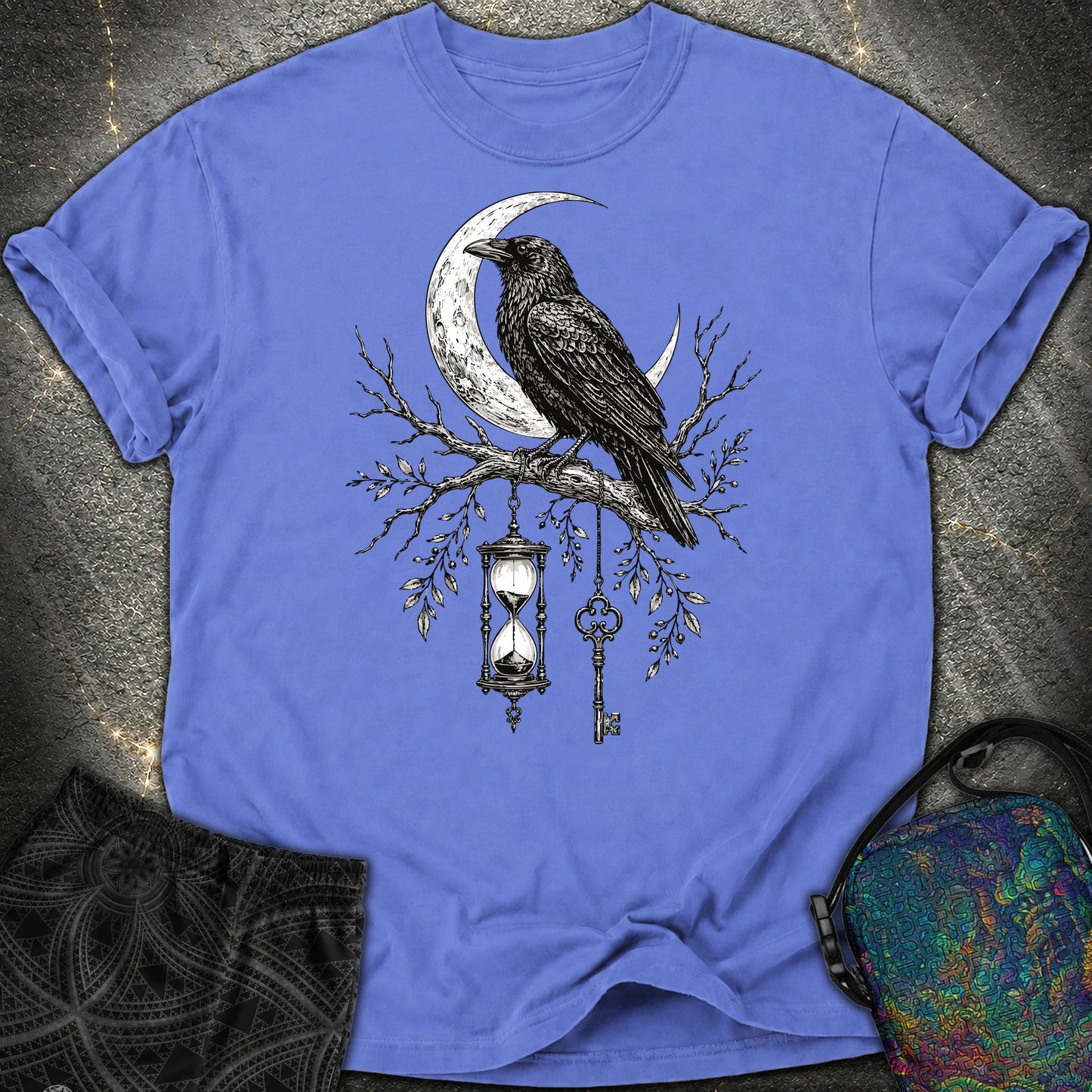 Crow Hourglass Key - Crow Hourglass Key Comfort T-Shirt - Flo Blue