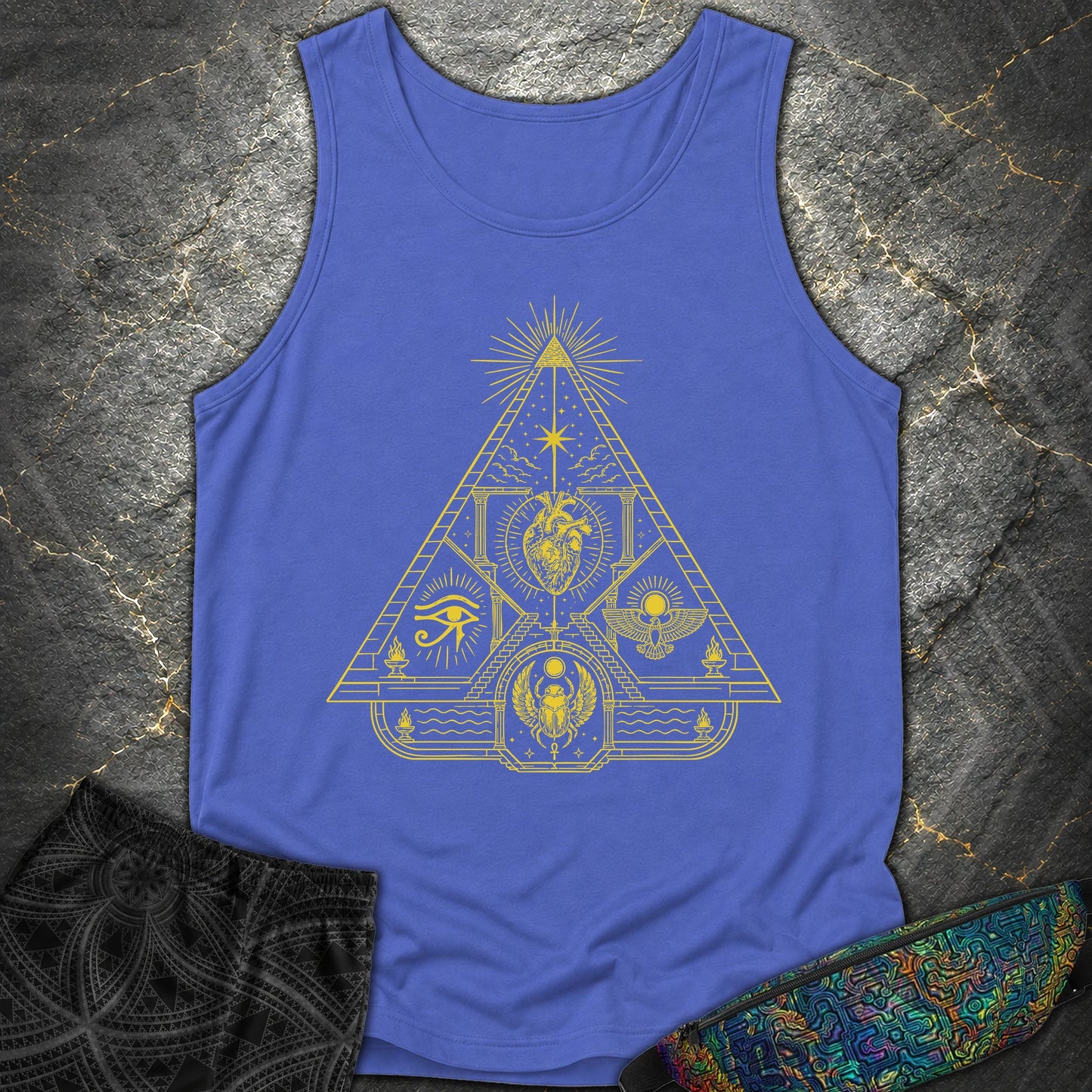 Mystic Pyramid of the Sacred Heart - Mystic Pyramid of the Sacred Heart Comfort Tank Top - Flo Blue
