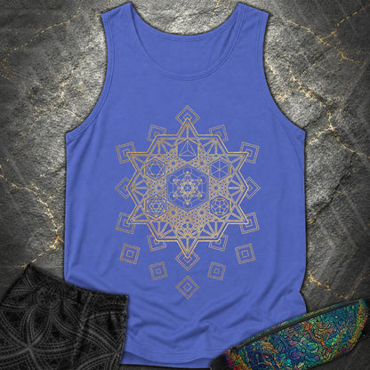 Metatron and Platonic Solids T-Shirt - Metatron and Platonic Solids Comfort Tank Top - Flo Blue