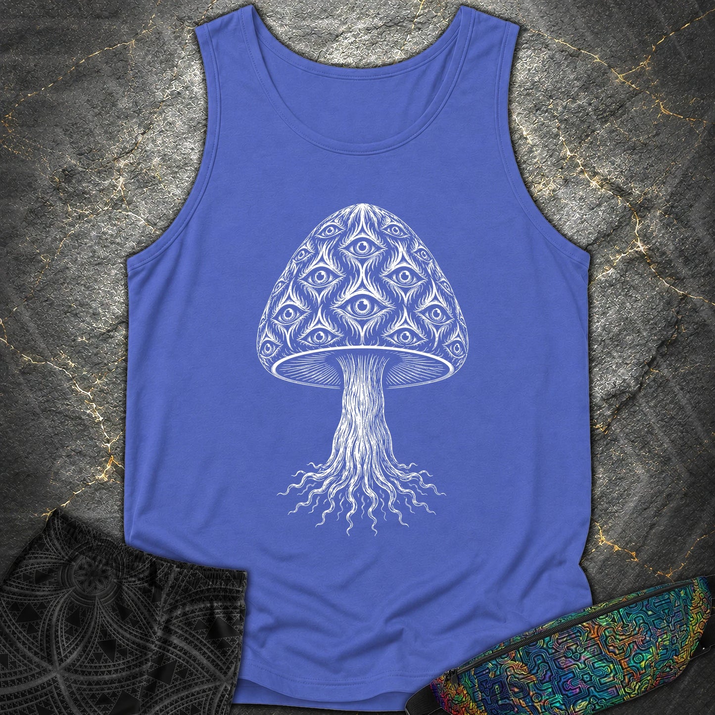 All-Seeing Mushroom - All-Seeing Mushroom Comfort Tank Top - Flo Blue