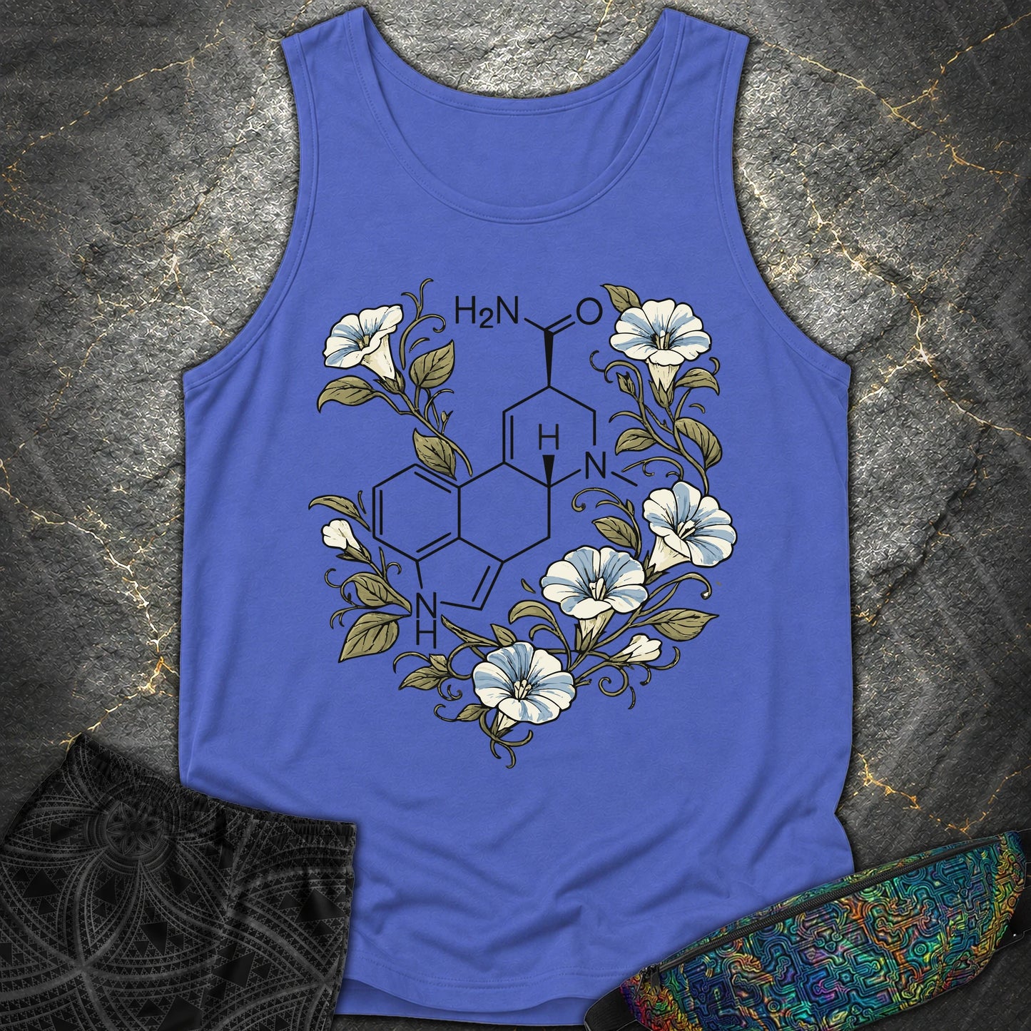 Morning Glory Molecule Color - Morning Glory Molecule Color Comfort Tank Top - Flo Blue
