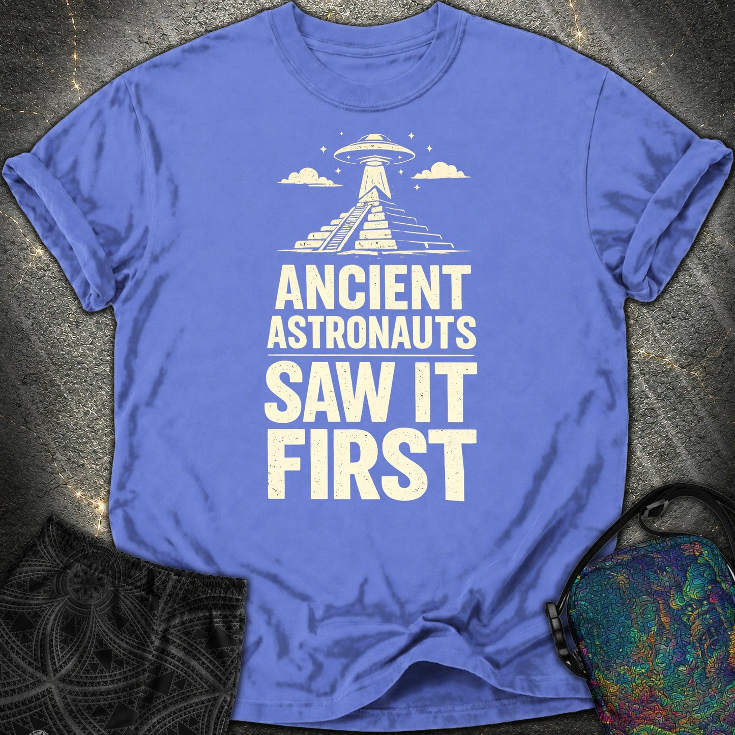 Ancient Astronaut Saw It First - Ancient Astronaut Saw It First Comfort T-Shirt - Flo Blue