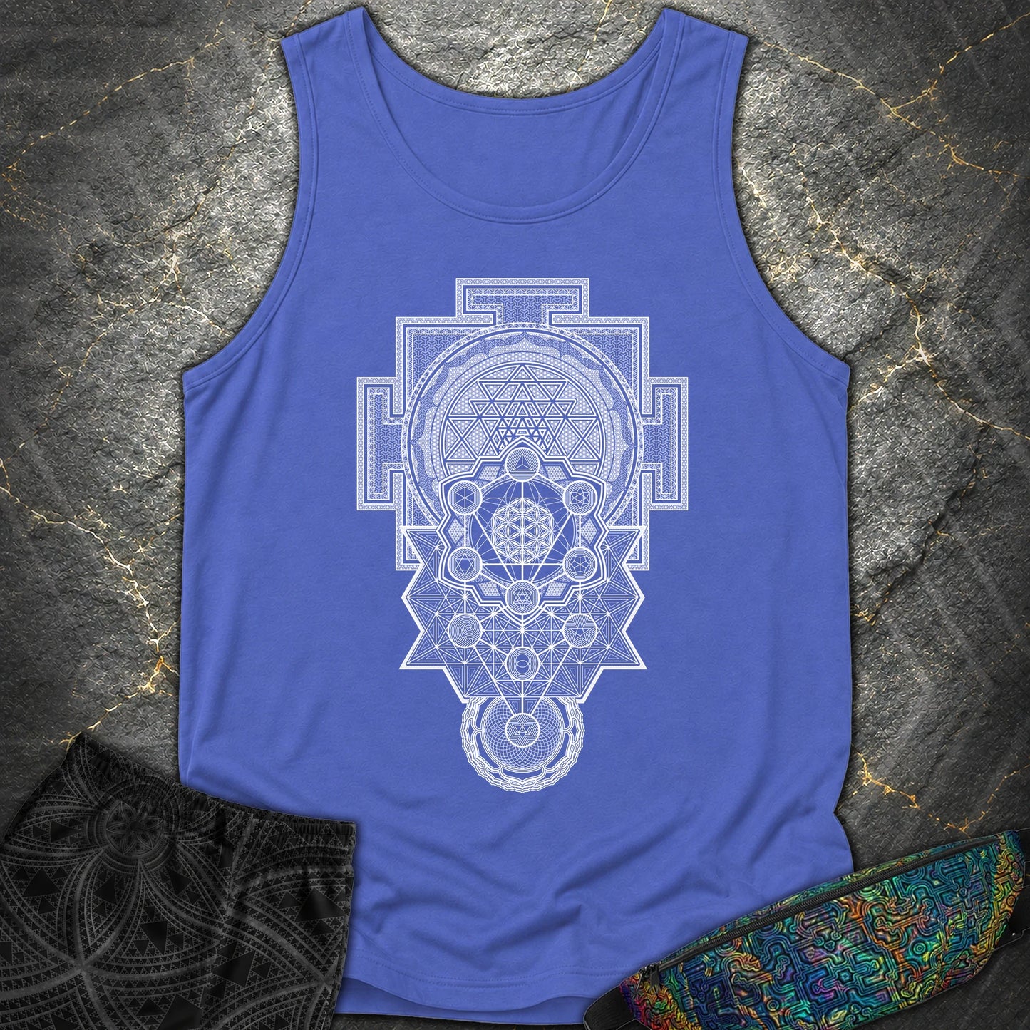 Sacred Geometry Encyclopedia - Sacred Geometry Encyclopedia Comfort Tank Top - Flo Blue
