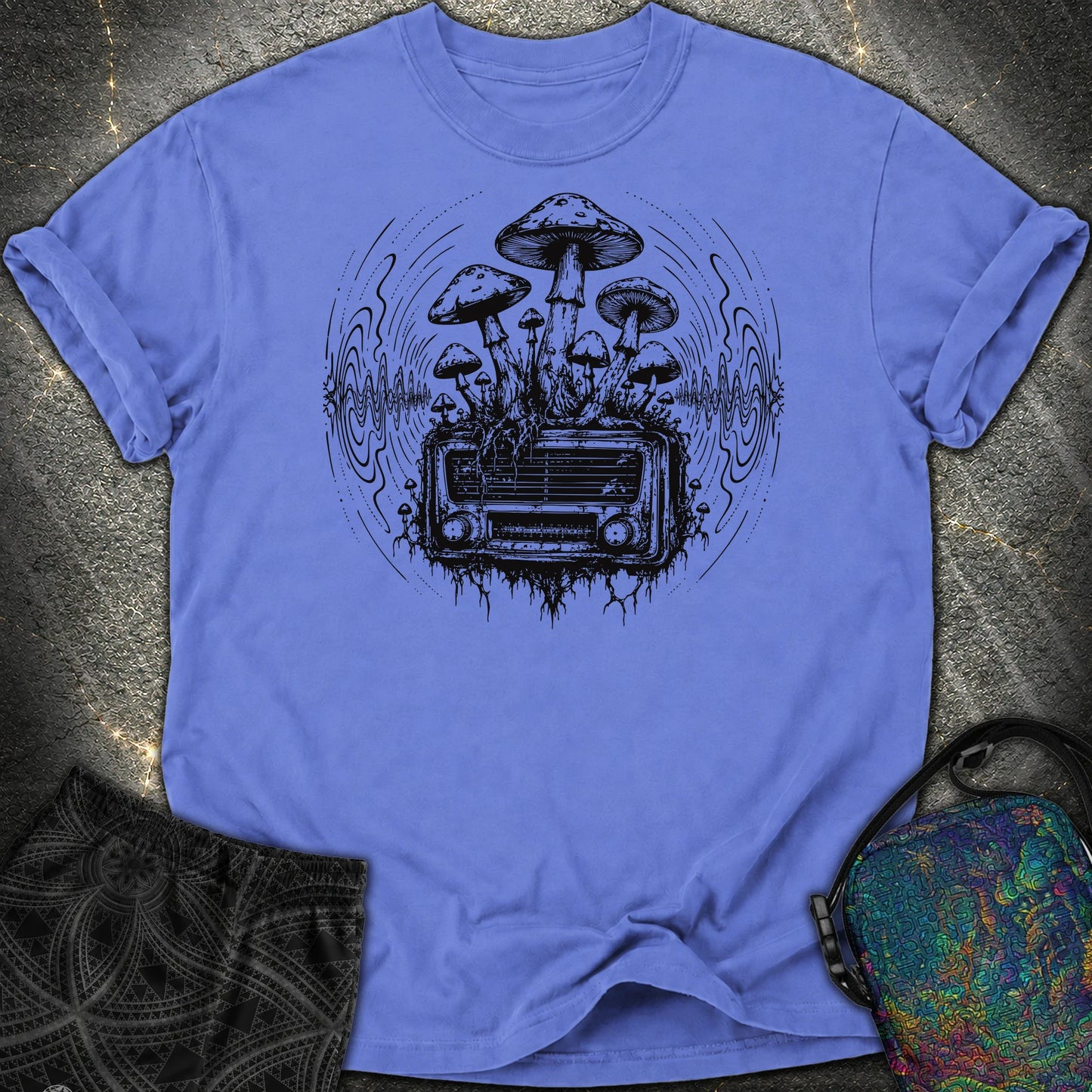 Mushroom Radio - Mushroom Radio Comfort T-Shirt - Flo Blue