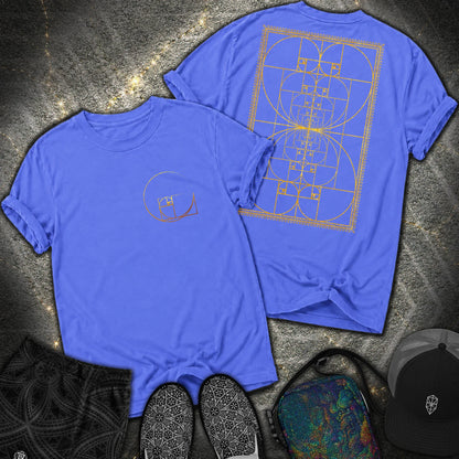 Golden Ratio Spiral 2 Sided T-Shirt - Golden Ratio Spiral 2 Sided Comfort T-Shirt - Flo Blue