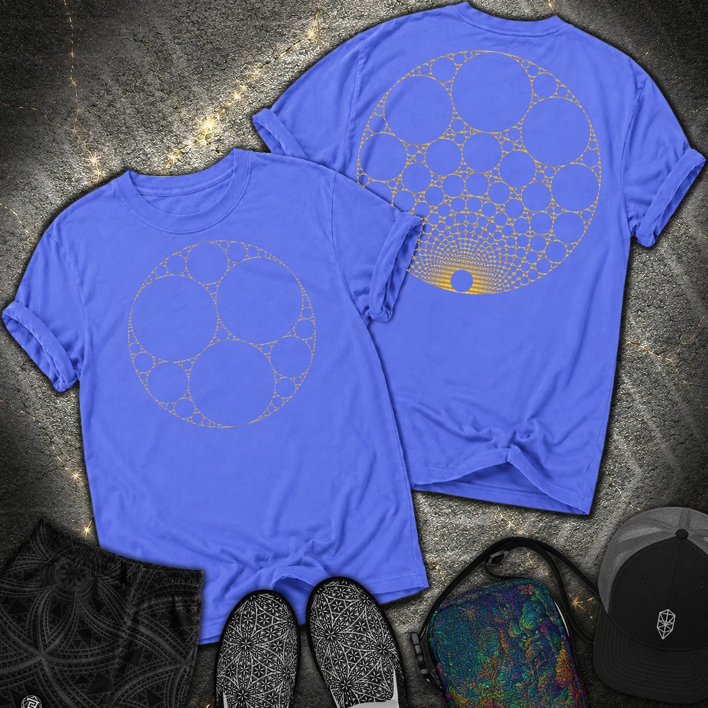 Apollonian Gasket 2 Sided T-Shirt - Apollonian Gasket 2 Sided Comfort T-Shirt - Flo Blue