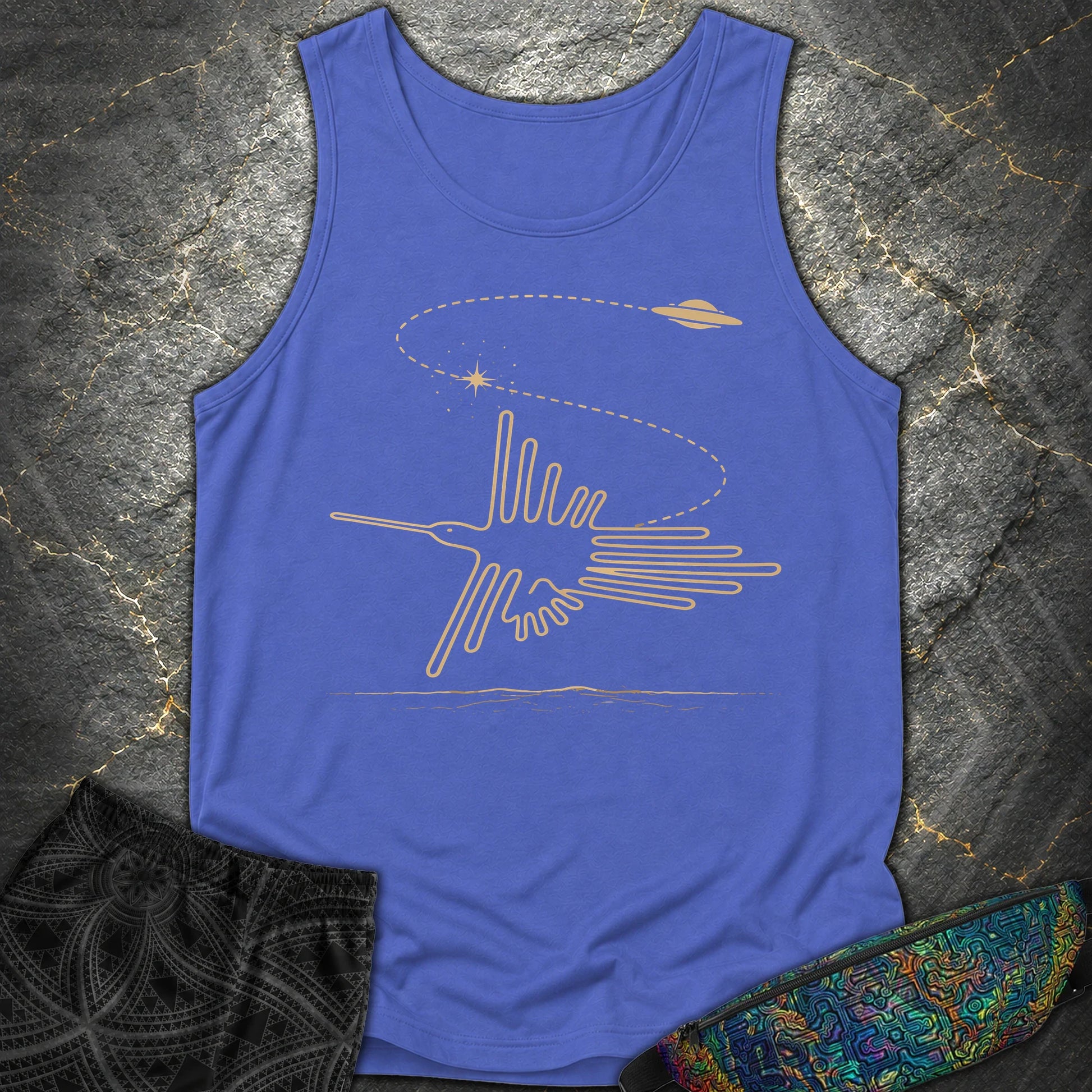 Geoglif Ptaka I Latający Spodek - Geoglif Ptaka I Latający Spodek Comfort Tank Top - Flo Blue