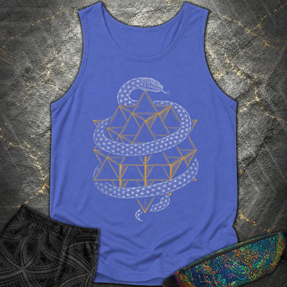 Serpent Tetrahedron Merkaba Geometry - Serpent Tetrahedron Merkaba Geometry Comfort Tank Top - Flo Blue