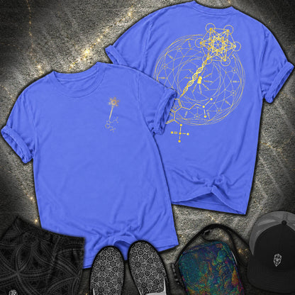Psilocybin Key To Universe 2 Sided Comfort T-Shirt - Psilocybin Key To Universe 2 Sided Comfort T-Shirt - Flo Blue