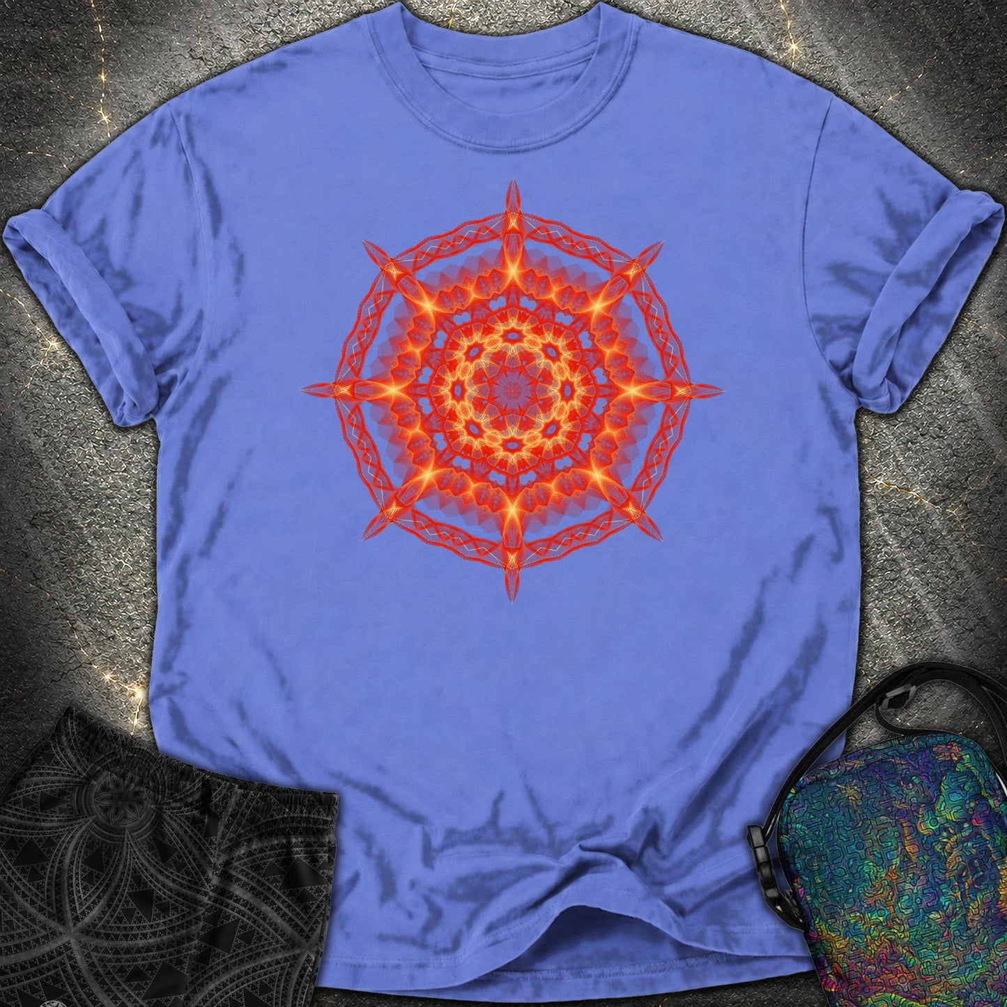 Radiant Geometry Portal Mandala - Radiant Geometry Portal Mandala Comfort T-Shirt - Flo Blue