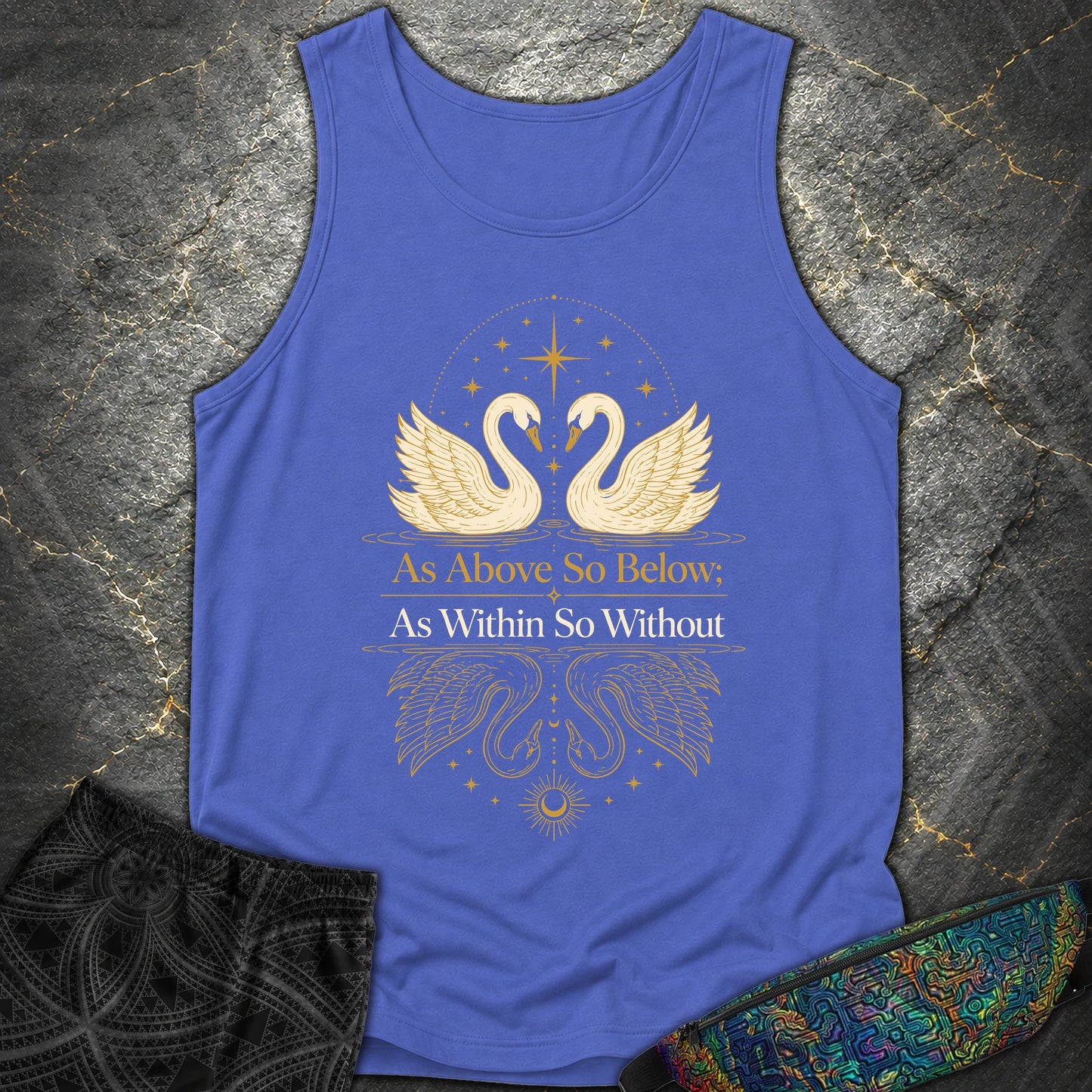 As Above So Below Swans - As Above So Below Swans Comfort Tank Top - Flo Blue