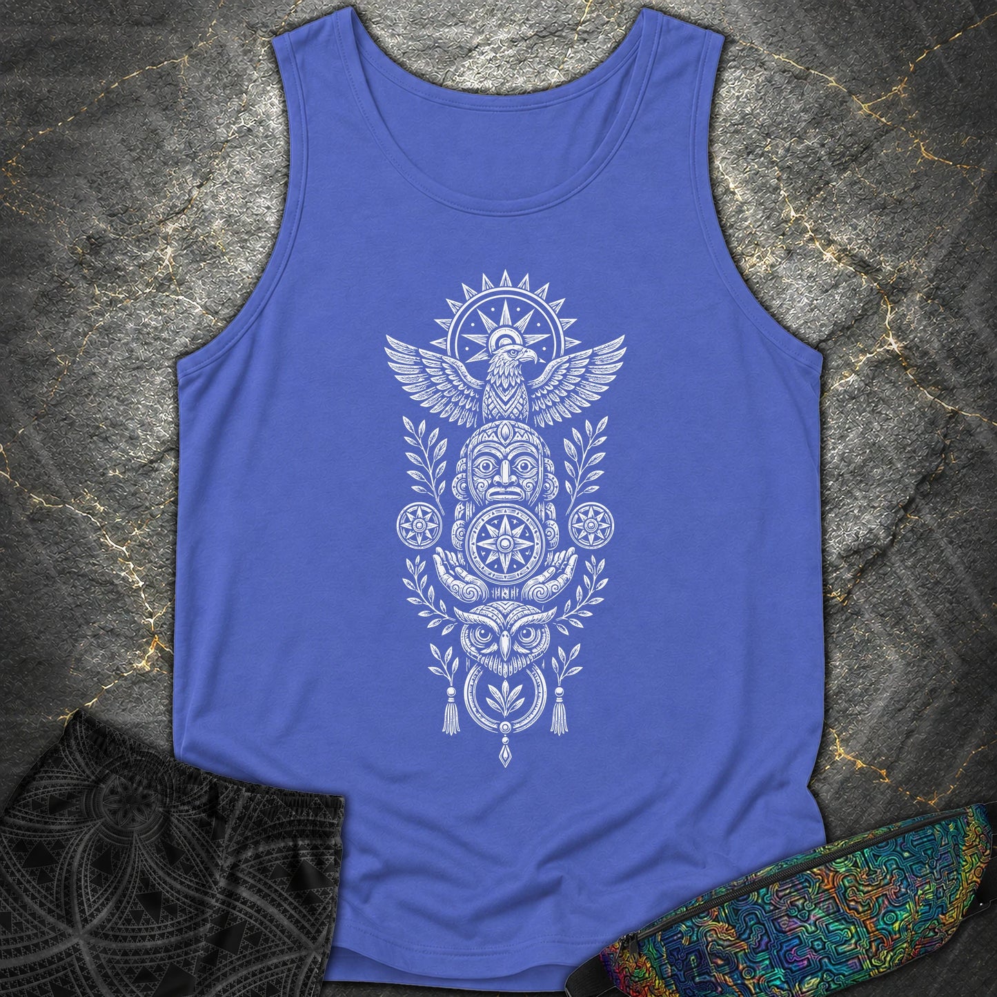 Totem White - Totem White Comfort Tank Top - Flo Blue