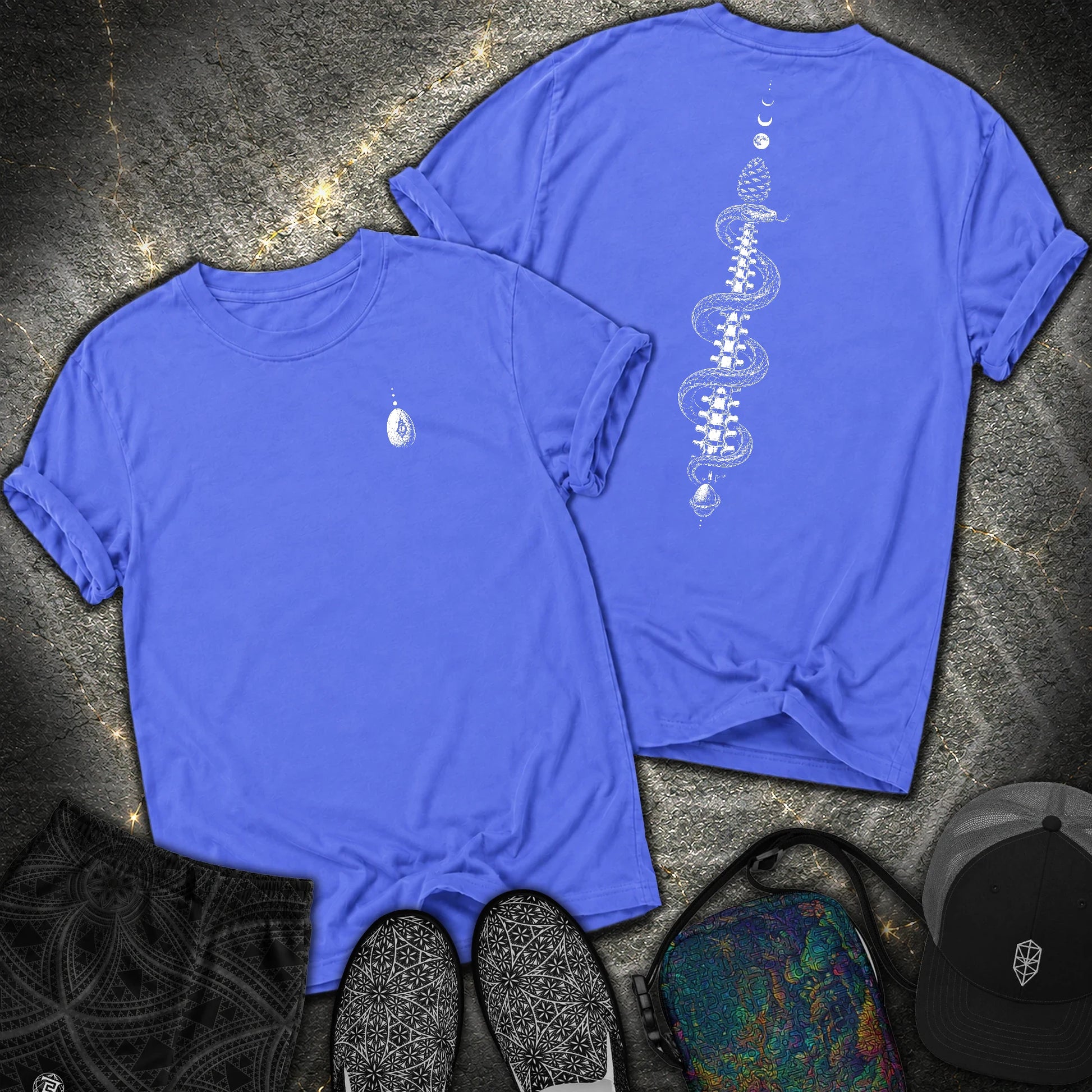 Sacred Coil 2 Sided Comfort T-Shirt - Sacred Coil 2 Sided Comfort T-Shirt - Flo Blue