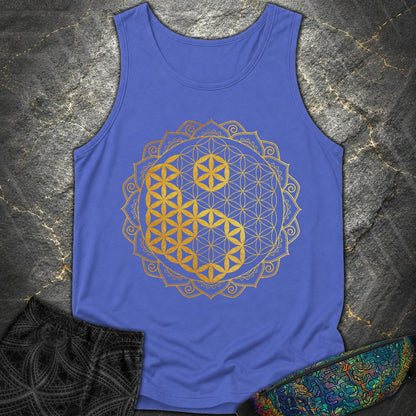Yin Yang Gold Mandala - Yin Yang Gold Mandala Comfort Tank Top - Flo Blue