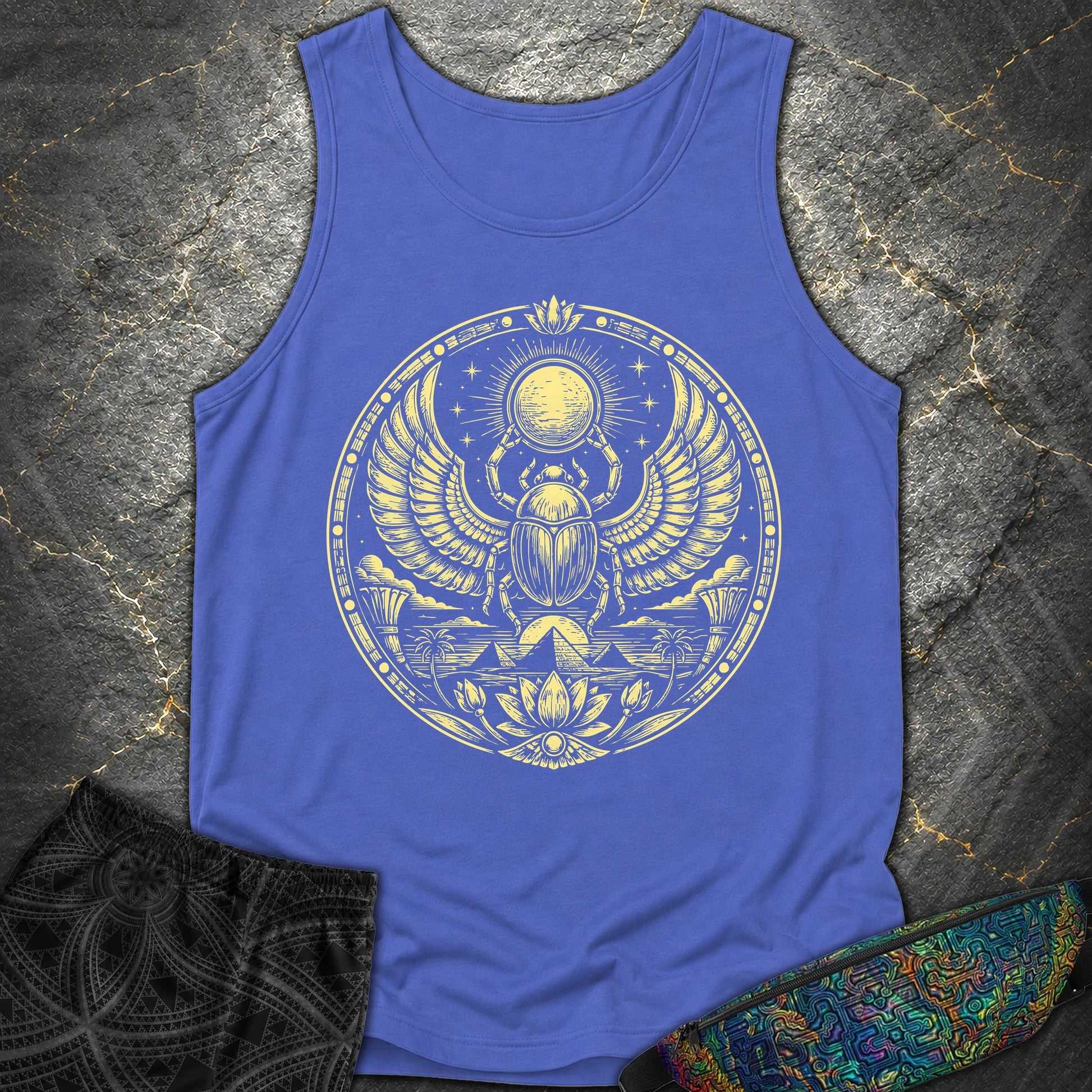 Winged Scarab of the Sun - Winged Scarab of the Sun Comfort Tank Top - Flo Blue