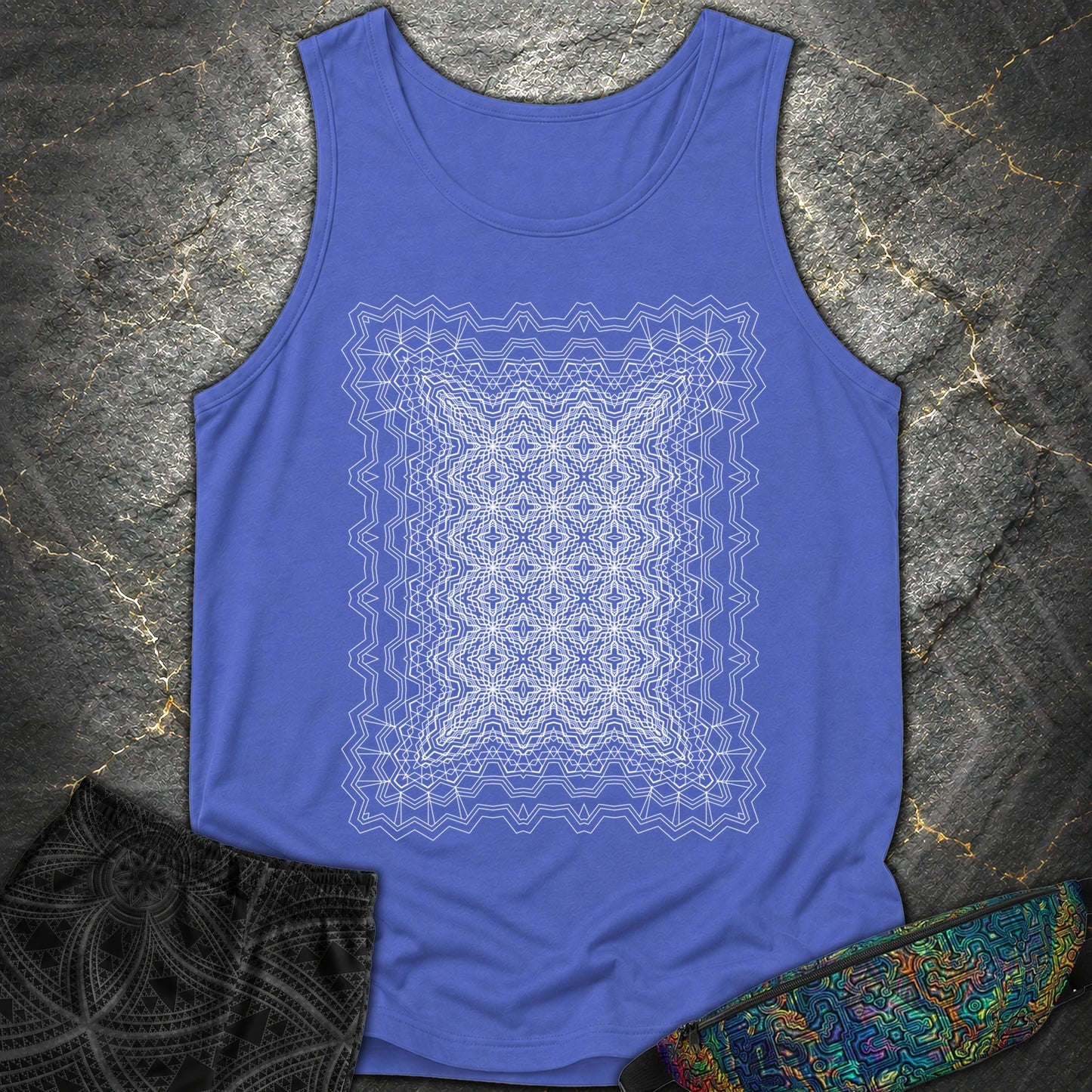 Infinite Geometric Lattice - Infinite Geometric Lattice Comfort Tank Top - Flo Blue