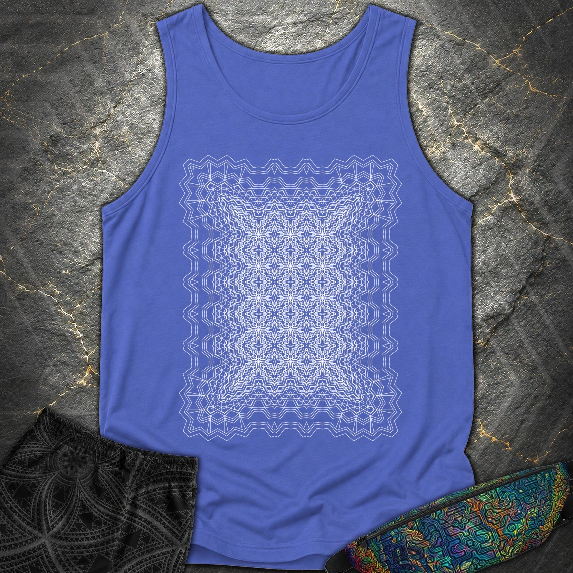 Infinite Geometric Lattice - Infinite Geometric Lattice Comfort Tank Top - Flo Blue