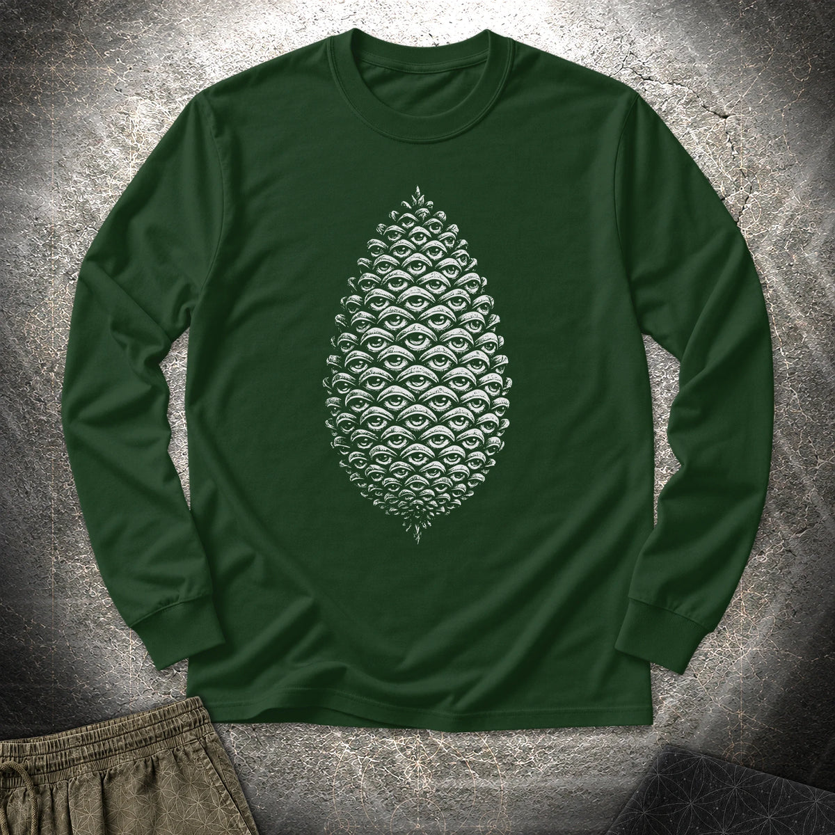 All Seeing Pinecone - All Seeing Pinecone Long Sleeve Shirt - Forest Green