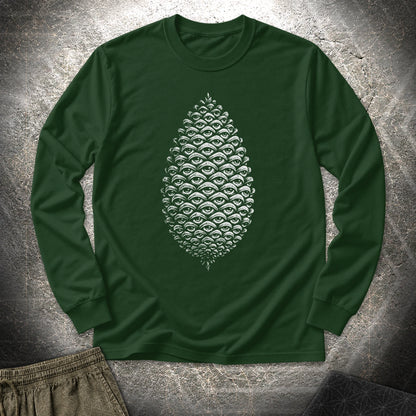 All Seeing Pinecone - All Seeing Pinecone Long Sleeve Shirt - Forest Green