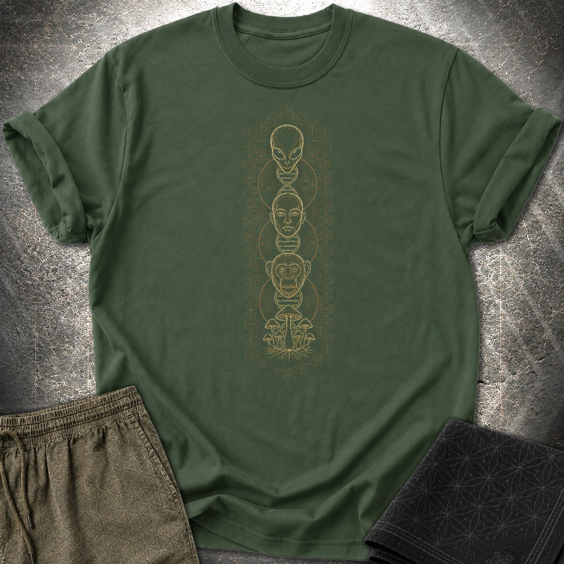 Alien Evolution T-Shirt - Alien Evolution T-Shirt - Forest Green