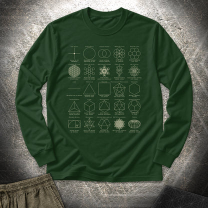 Sacred Geometry Figures - Sacred Geometry Figures Long Sleeve Shirt - Forest Green